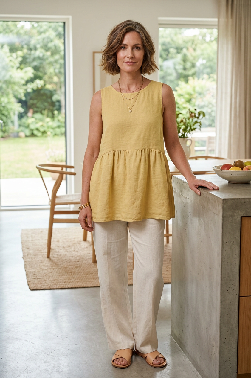 Sleeveless Peplum Linen Top