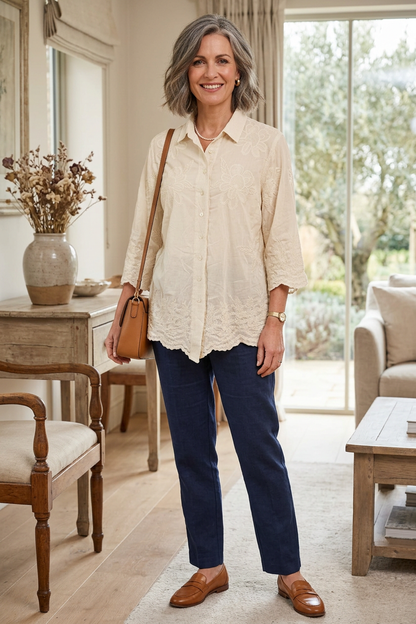 Floral Embroidery Shirt