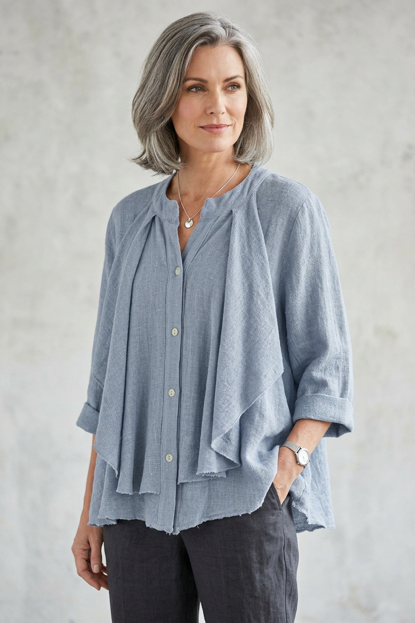 Drape Detail Teabag Shirt