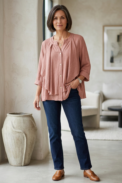 Drape Detail Teabag Shirt