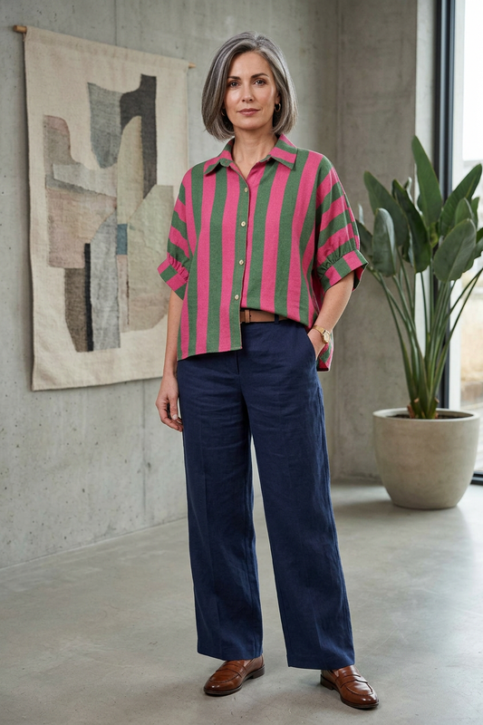 Woven Stripe Cotton Shirt