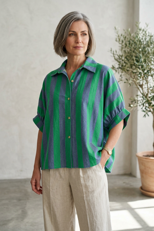 Woven Stripe Cotton Shirt