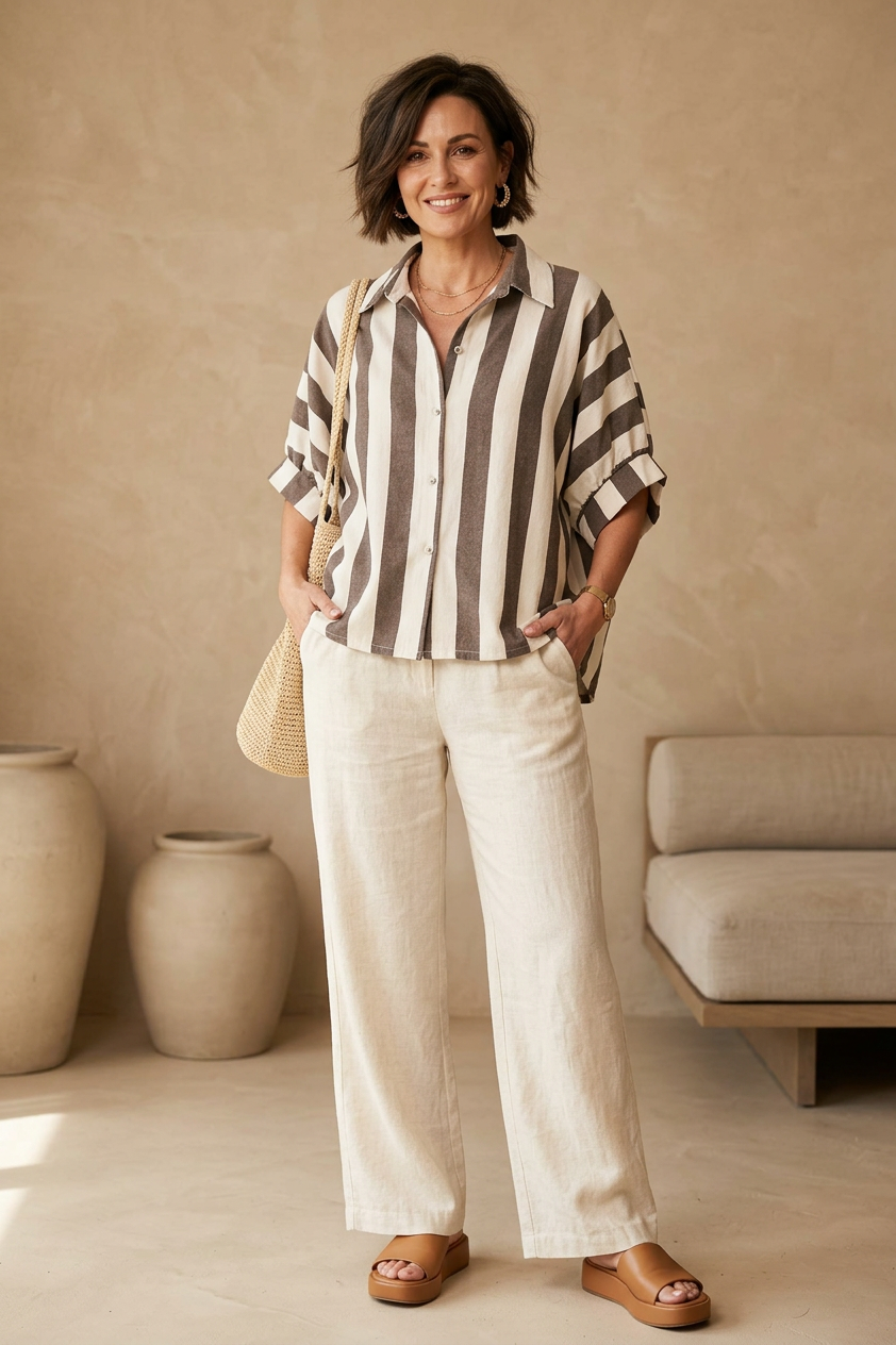 Woven Stripe Cotton Shirt