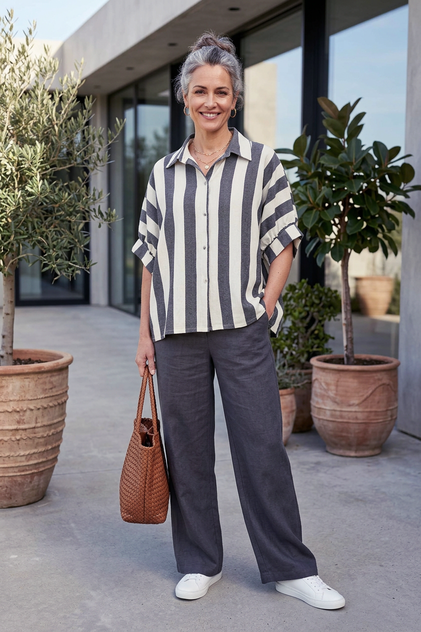 Woven Stripe Cotton Shirt