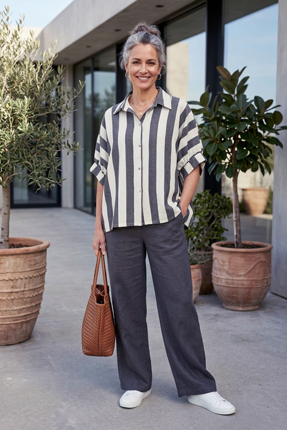 Woven Stripe Cotton Shirt