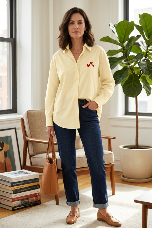 Heart Embroidery Shirt