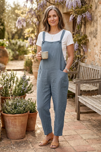 Tie Knot Linen Dungarees