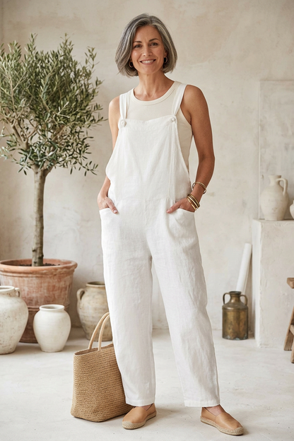 Tie Knot Linen Dungarees