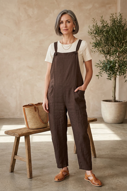 Tie Knot Linen Dungarees