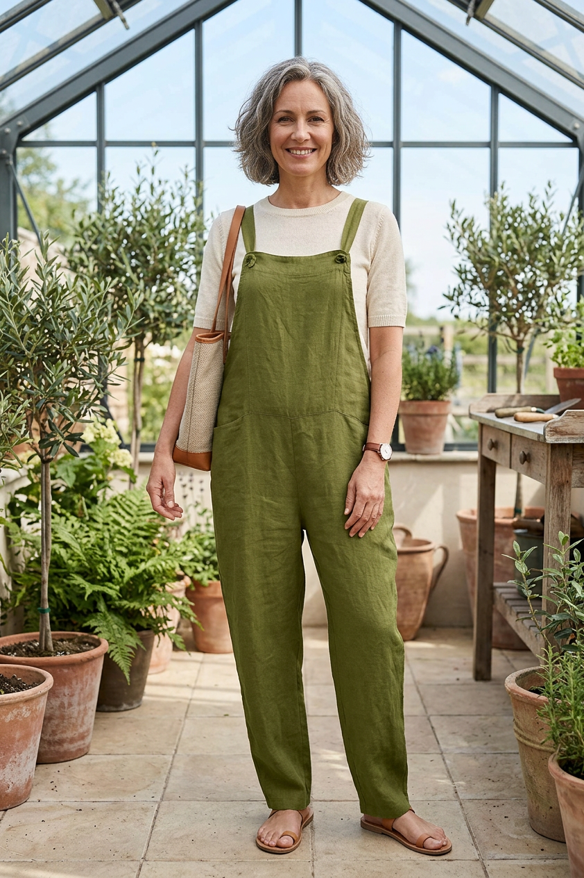 Tie Knot Linen Dungarees