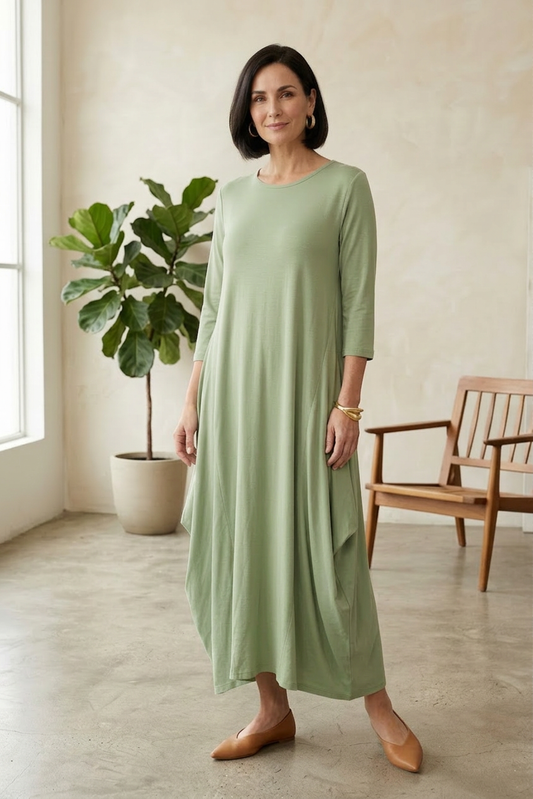 3/4 Sleeve Draped Dress