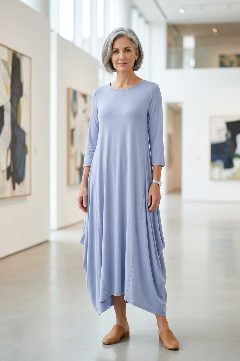 3/4 Sleeve Draped Dress