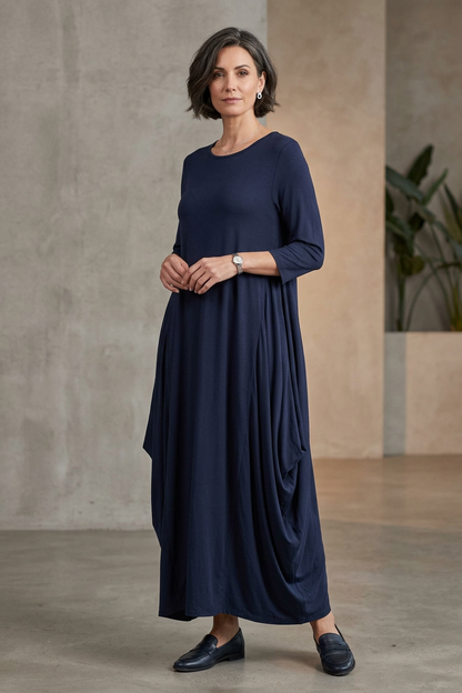 3/4 Sleeve Draped Dress