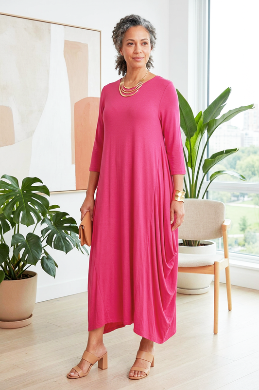 3/4 Sleeve Draped Dress