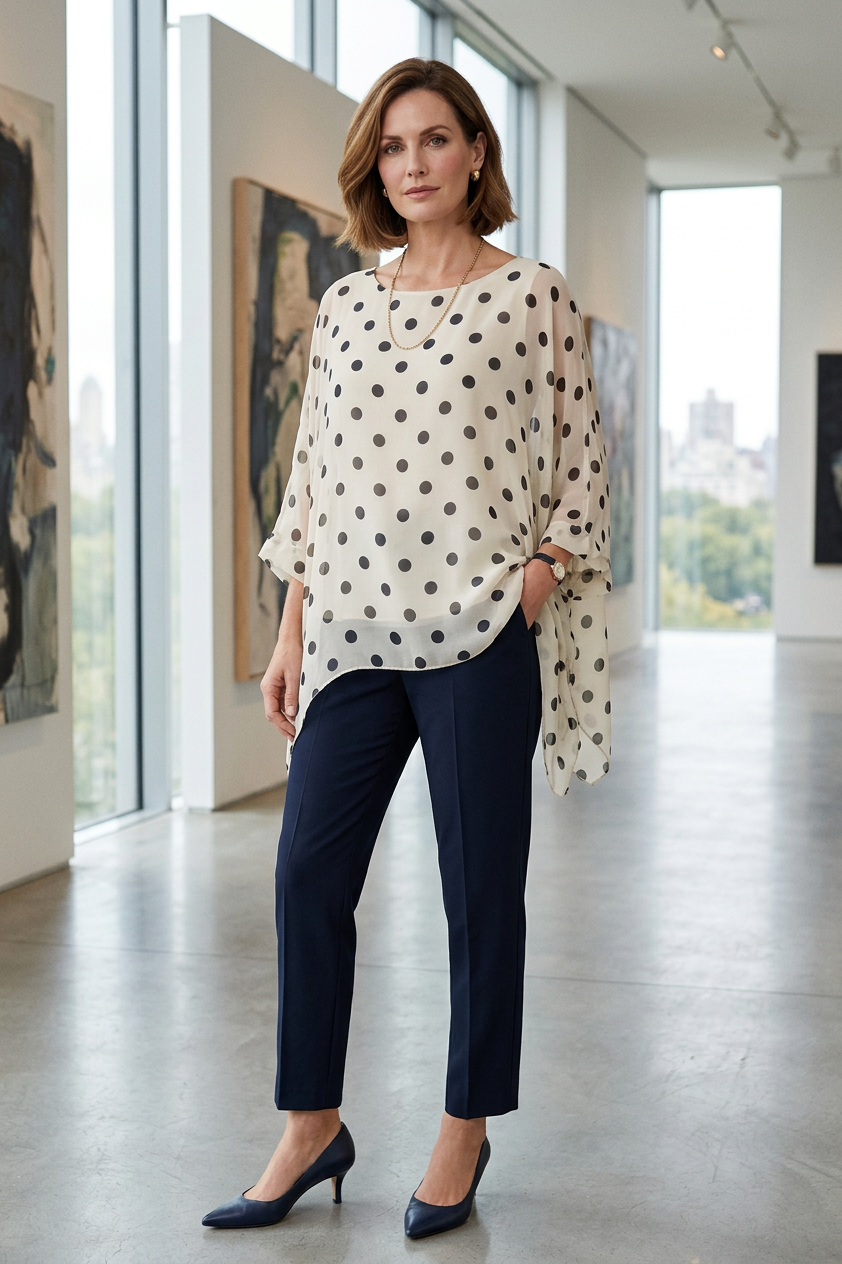 Polka Dot Flowy Silk Top