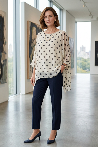 Polka Dot Flowy Silk Top