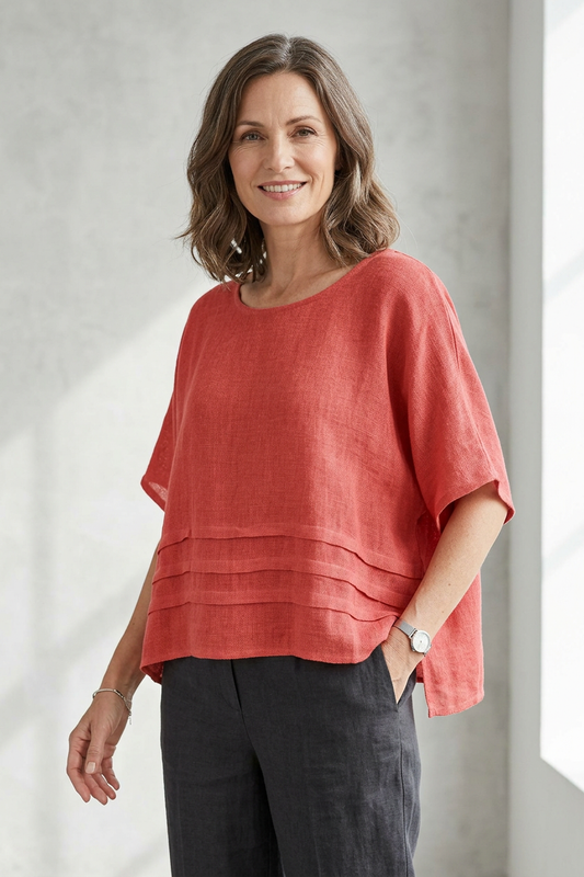 Pleat Detail Teabag Linen Top