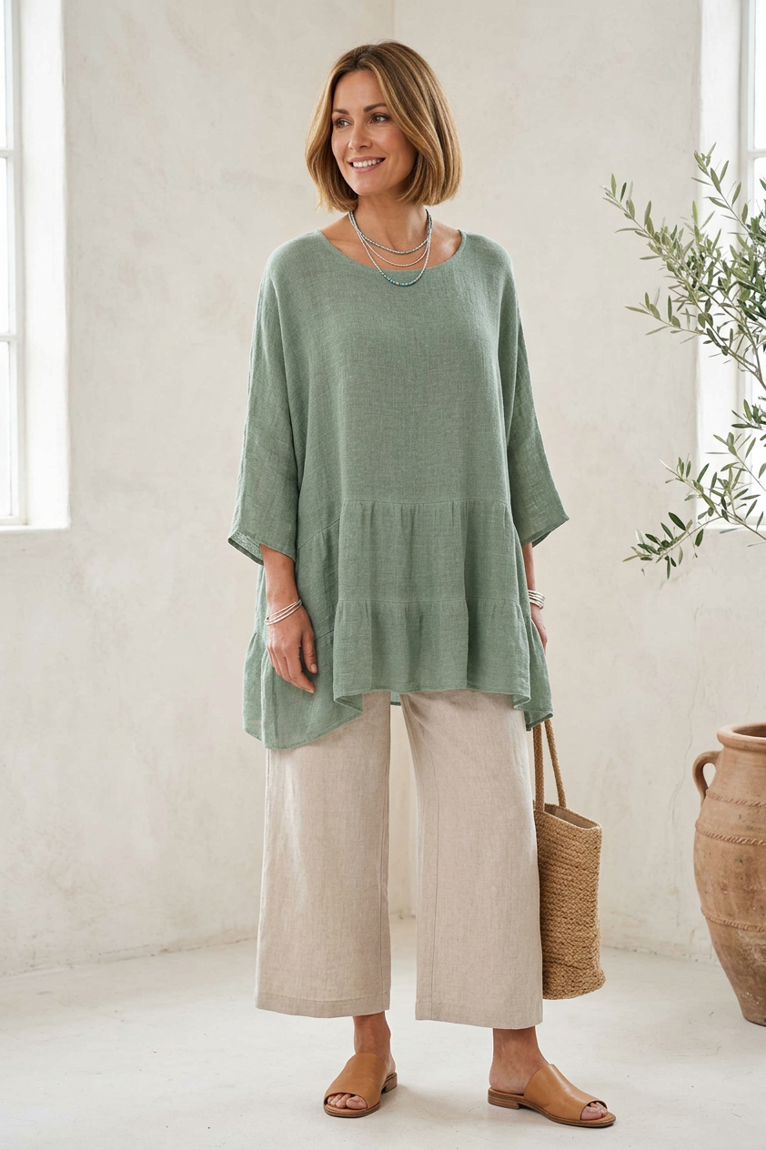 Tiered Teabag Linen Top