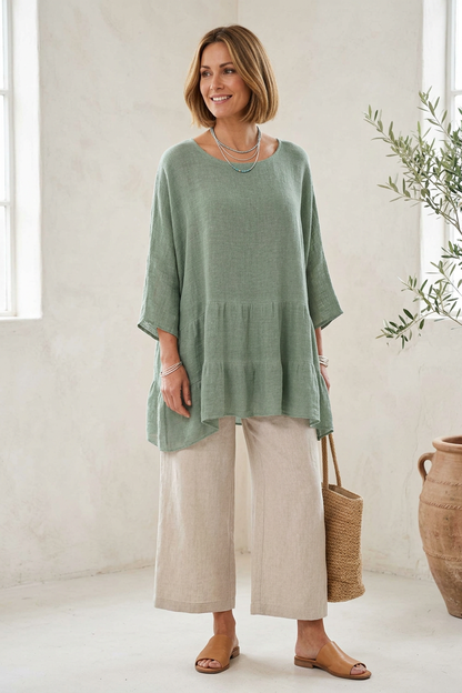 Tiered Teabag Linen Top