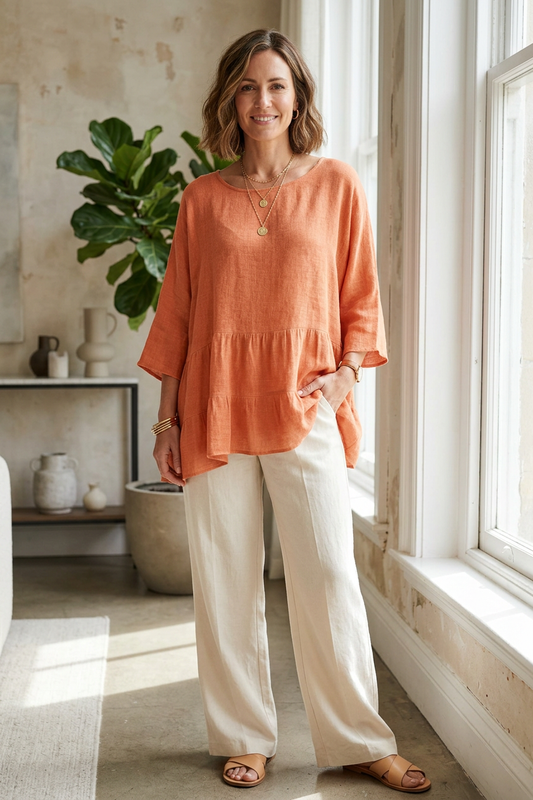 Tiered Teabag Linen Top