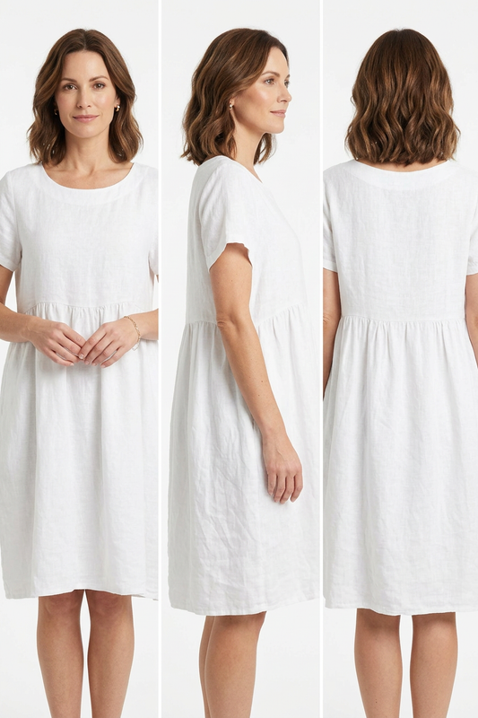 Short Sleeve 2 Pocket Linen Dress