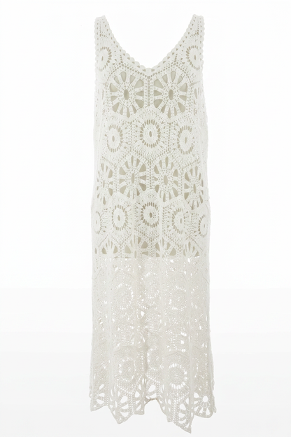 Sleeveless V Neck Crochet Dress