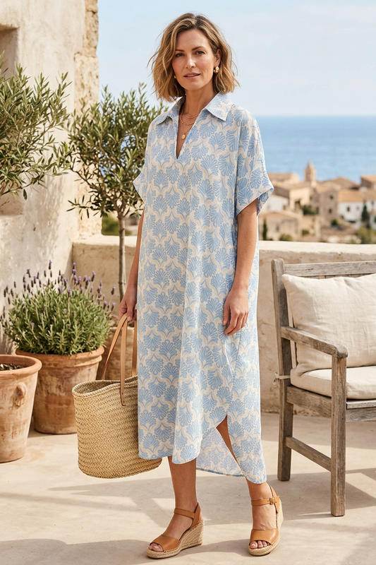 Block Print Collar Midi