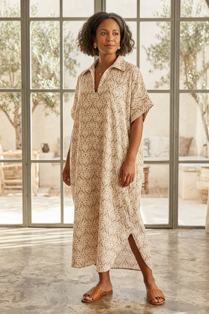 Block Print Collar Midi