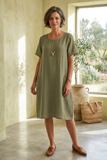 2 Pocket Teabag Linen Dress
