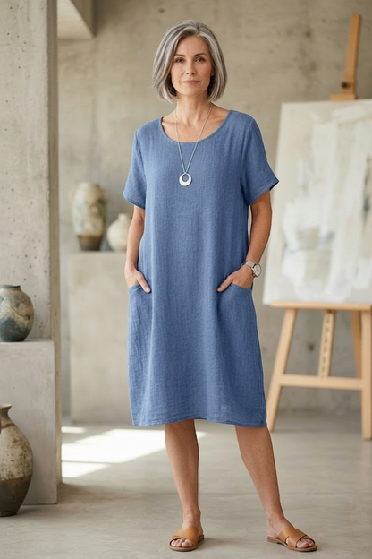 2 Pocket Teabag Linen Dress