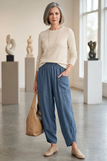 Barrel Leg Denim Trouser