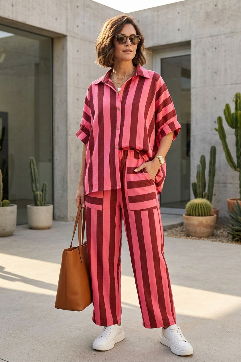 Woven Stripe Cotton Trouser