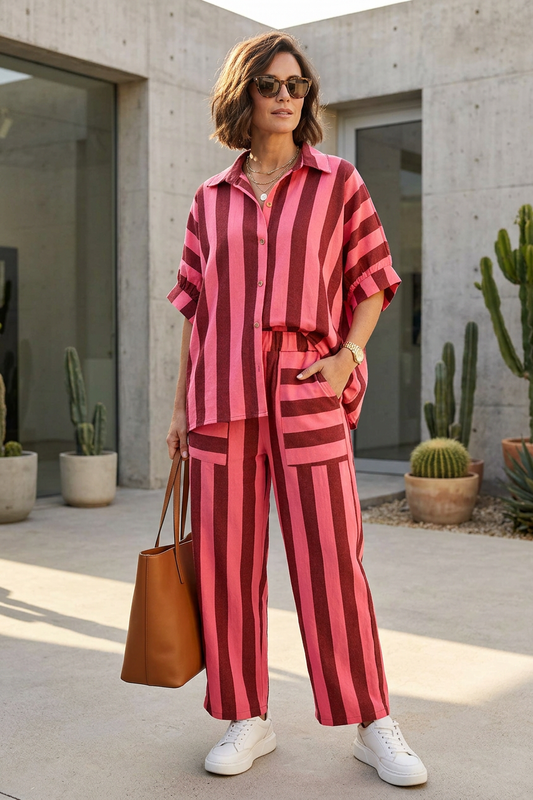Woven Stripe Cotton Trouser