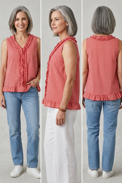 Sleeveless Gingham Top