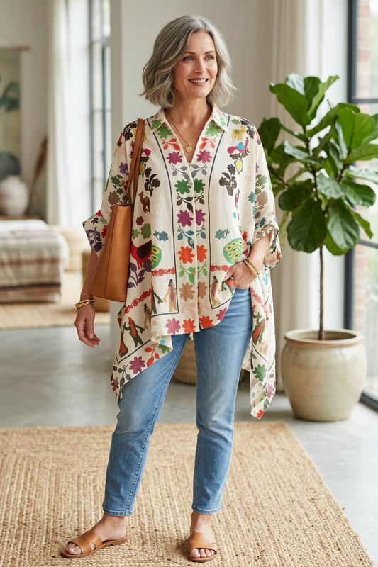 Batwing Bohemian Print Shirt