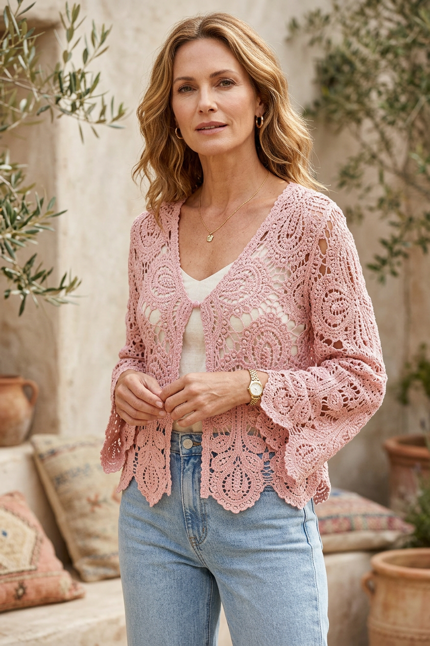 Tie Front Crochet Cardigan