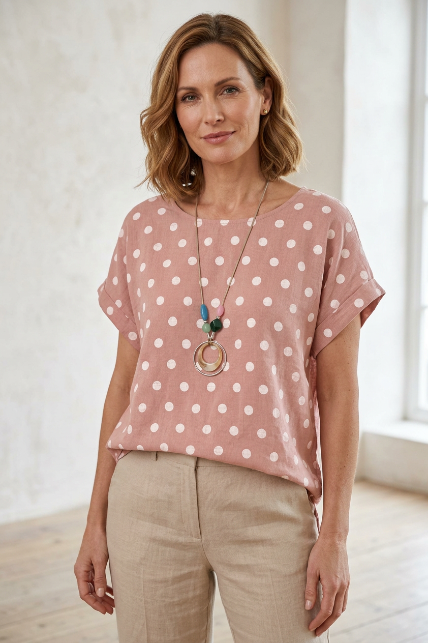 Polka Dot Print Necklace Top