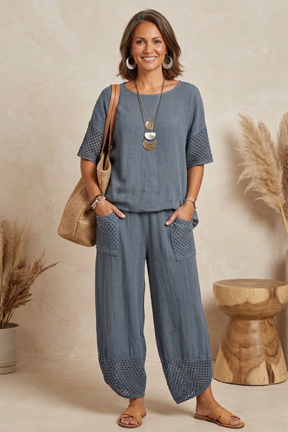 2 Crochet Pocket Barrel Leg Teabag Trouser