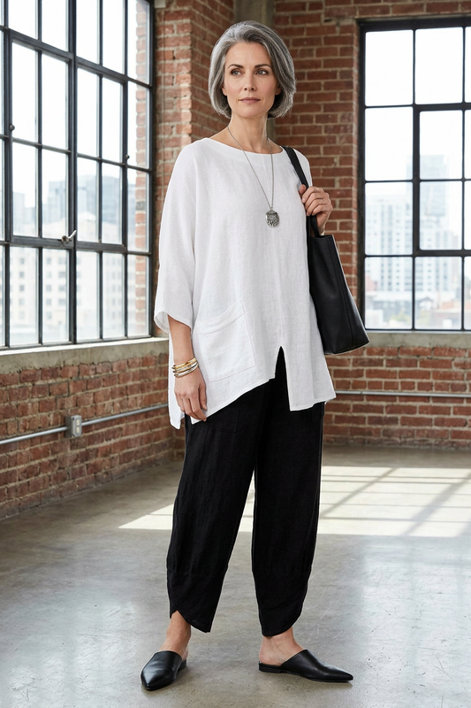 V Cutout Hem Linen Teabag Top