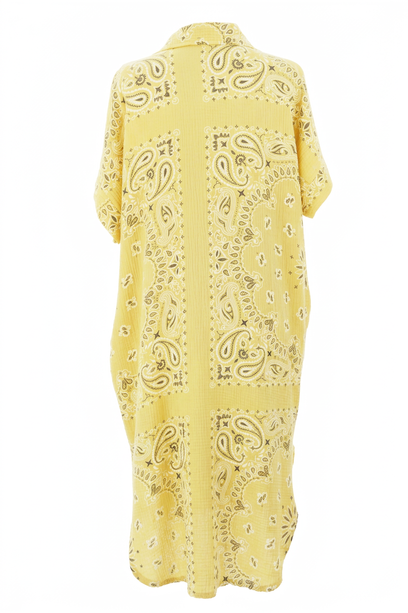 Bandana Print Collar Cheesecloth Dress