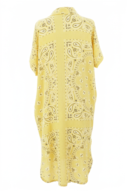 Bandana Print Collar Cheesecloth Dress