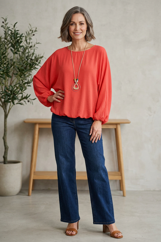 Puffball Hem Necklace Top