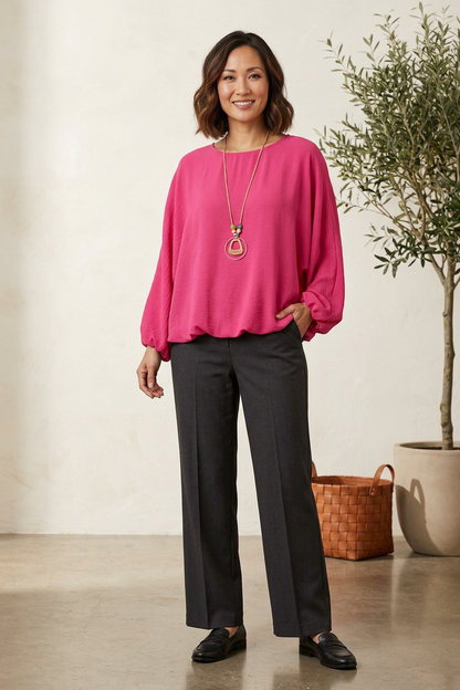 Puffball Hem Necklace Top