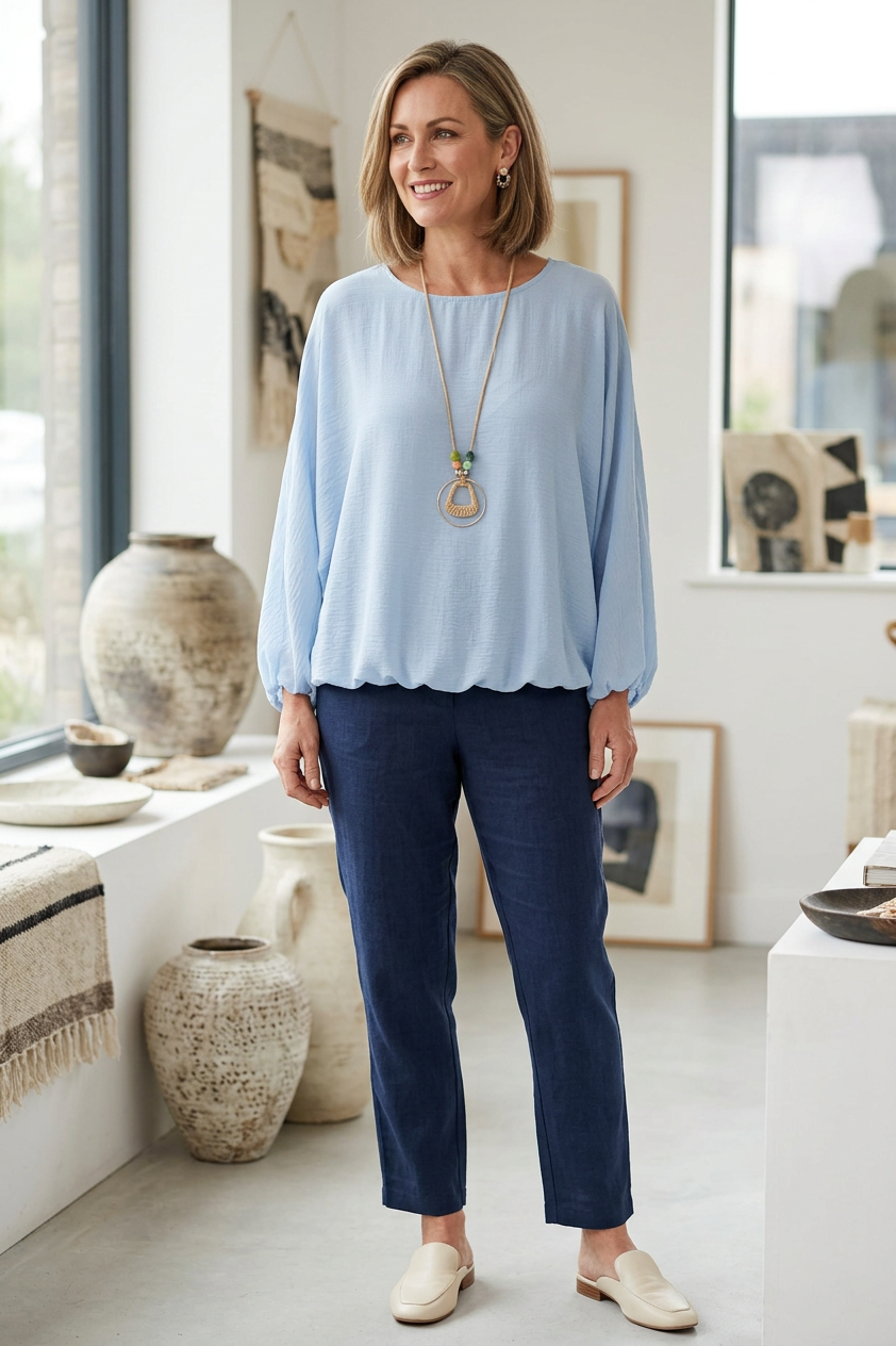 Puffball Hem Necklace Top
