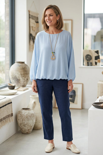 Puffball Hem Necklace Top