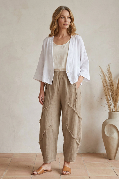 Teabag Linen Panel Trouser