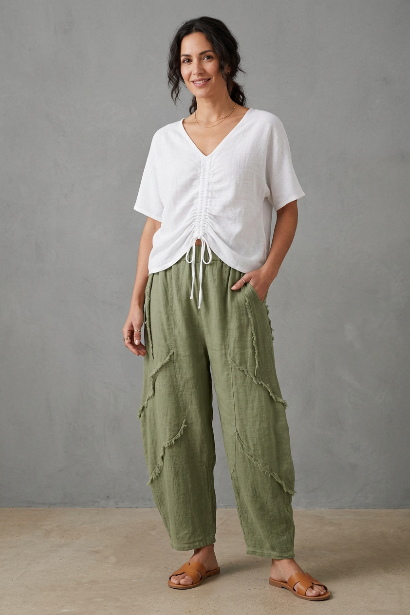 Teabag Linen Panel Trouser