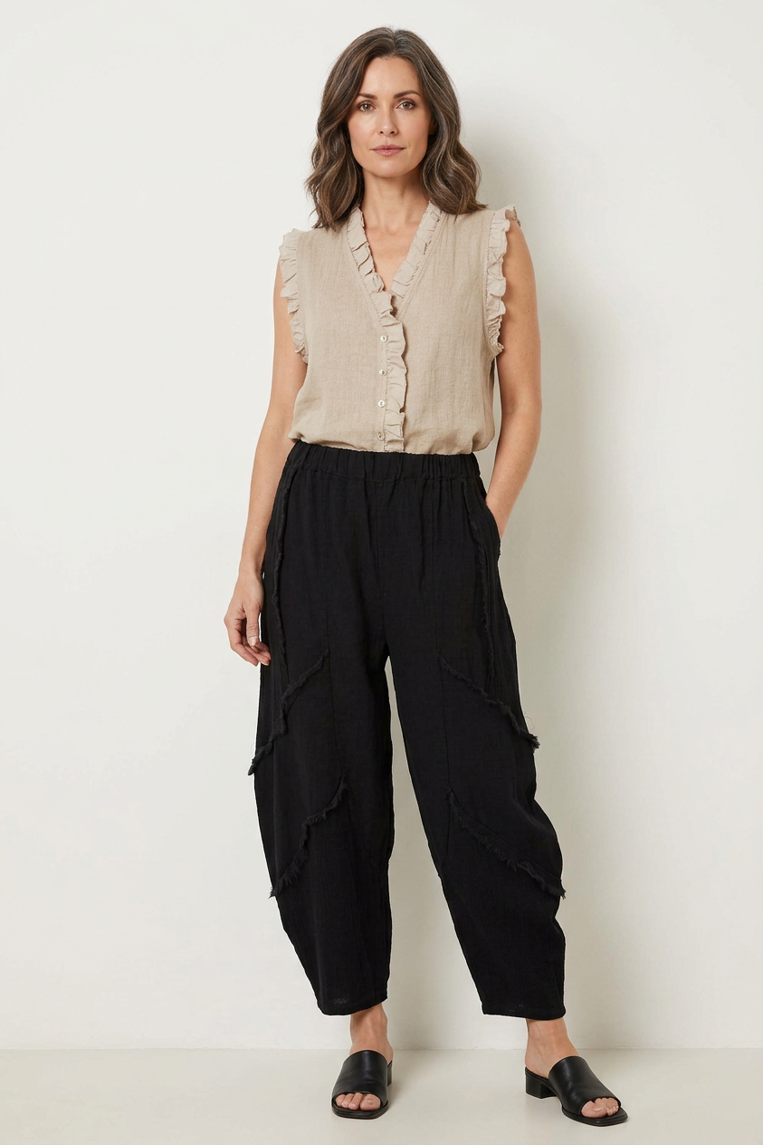 Teabag Linen Panel Trouser