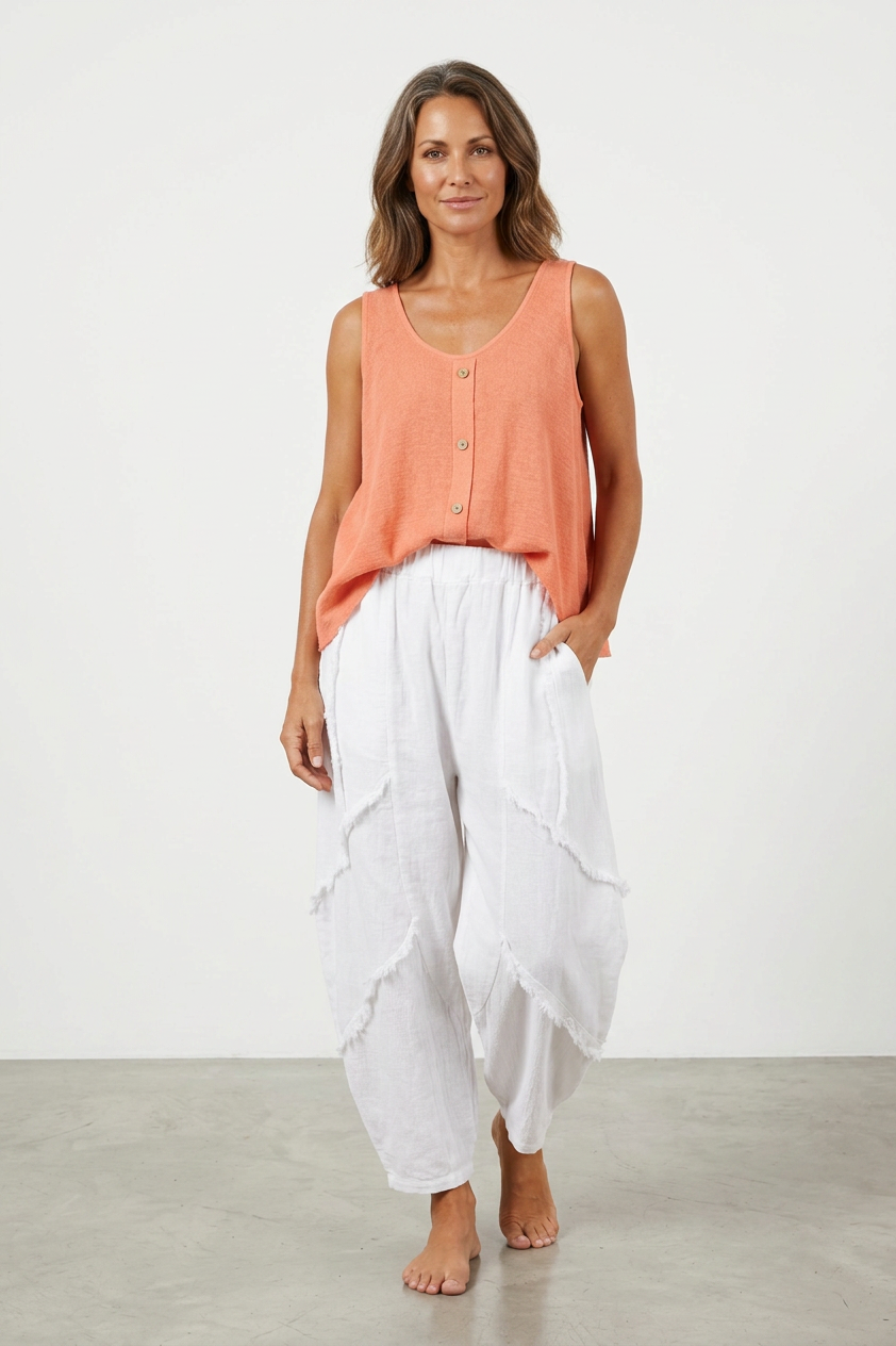 Teabag Linen Panel Trouser