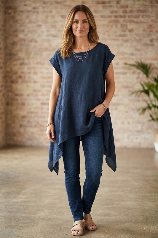 Hanky Hem Linen Top